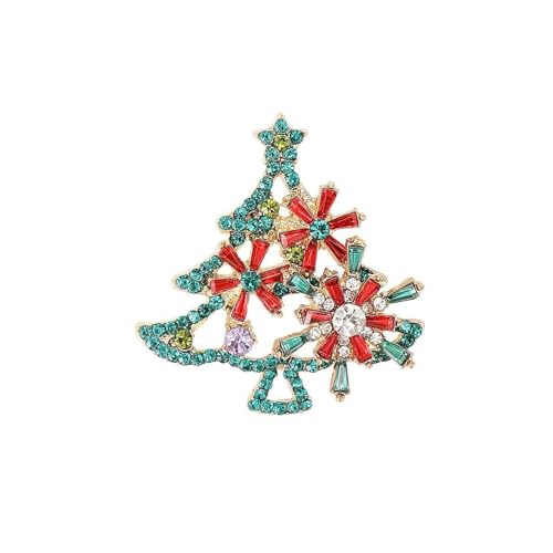 Weihnachtsbaum Strasssteine ​​Brosche Legierung Schmuck Elegante Urlaubsfeier Accessoire Secure Claspen Geschenk Für Frauen Robuste Legierung von Azxcvbnm