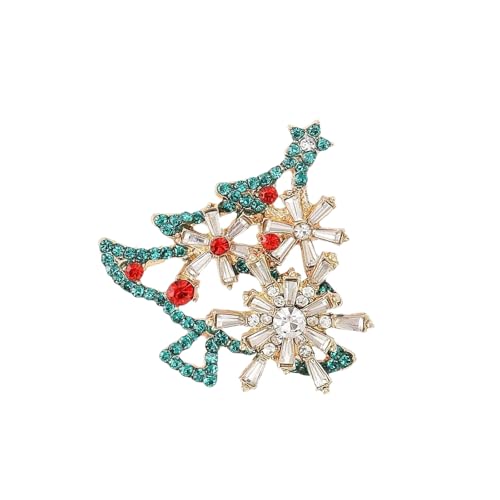Weihnachtsbaum Strasssteine ​​Brosche Legierung Schmuck Elegante Urlaubsfeier Accessoire Secure Claspen Geschenk Für Frauen Robuste Legierung von Azxcvbnm