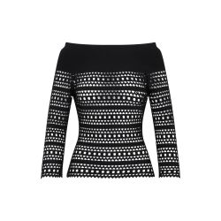 Alaïa Vienne Elegantes Schwarz Bardot-top Mit Laserschnittmuster von Azzedine AlaÏa