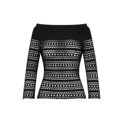 Alaïa Vienne Elegantes Schwarz Bardot-top Mit Laserschnittmuster von Azzedine AlaÏa