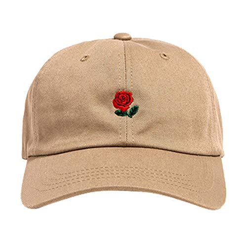 B/N TriLance Fancy Unisex Damen Herren Outdoor Baseball Cap Casual Cool Modisch Sonne Geschützter Brief Rose Muster Bestickte Baseballmütze für Tourist Strand Camping Picknick von B/N