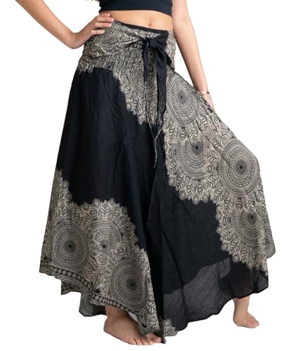 B BANGKOK PANTS Lange Röcke für Damen, Boho-Blumenmuster, Hippierose Schwarz, Einheitsgröße B BANGKOK PANTS Lange Röcke für Damen, Boho-Blumenmuster, Hippierose Schwarz, Einheitsgröße von B BANGKOK PANTS