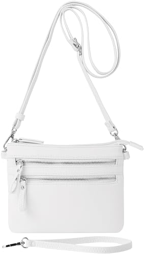 B BRENTANO Vegane Mini-Umhängetasche mit mehreren Reißverschlüssen und Quasten-Akzenten, Weiß Nn, Einheitsgröße von B BRENTANO