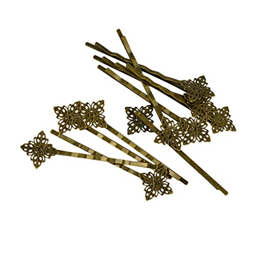 B Baosity 10 Vintage Bronze Haarnadel Clip Slide Zubehör Rohlinge Pad DIY Craft von B Baosity