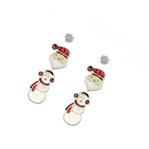 B Baosity 3 Paare Feiertagsohrringe Weihnachtsgeschenke Santa Snowman Ohrringe Ohrringe Set von B Baosity