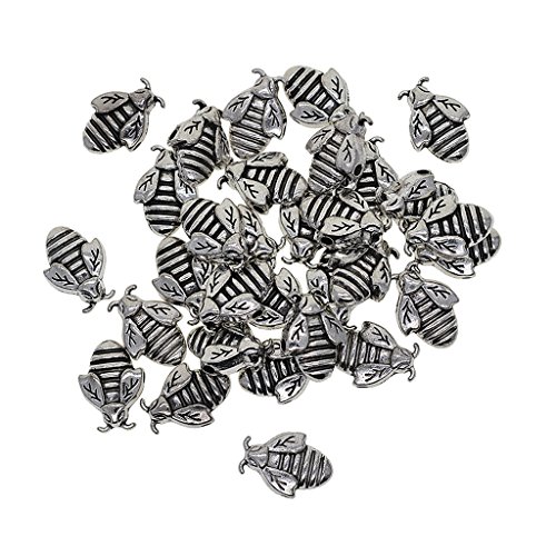B Baosity 30x Silber Retro Spacer Charm Perlen Fit Halskette Armband DIY Schmuck Design, Biene von B Baosity