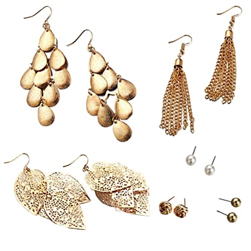 B Baosity 6 Paare Damen Vergoldete Quasten Drop Long Dangle Chain Ohrringe Lot von B Baosity