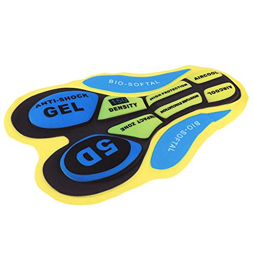 B Baosity Atmungsaktiv Gel-Polster 3D Pad Gel-Polsterung für Radhose Radlerhose Fahrradhose Fahrradbekleidung Kissen - 5D Gelb Blau von B Baosity