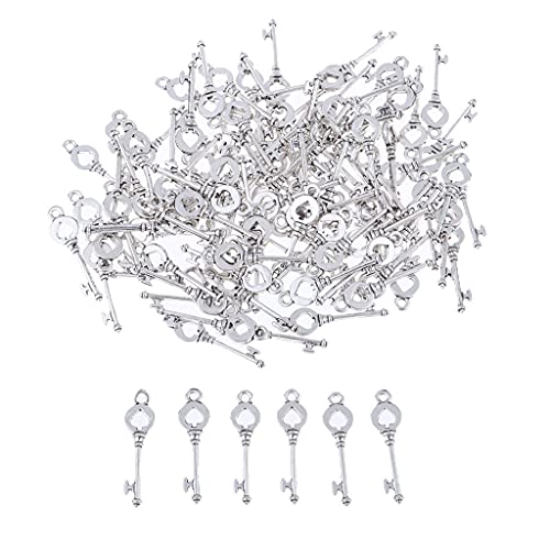 B Baosity Packung mit 100 Schlüsselförmige Anhänger Handcraft Alloy Jewelry DIY Making, Silber von B Baosity