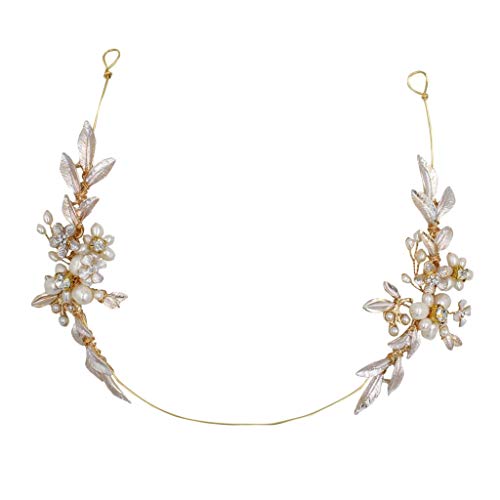 B Baosity Perlgold Braut Stirnband Einzel Haarband Blumenperlen Kopfbedeckung von B Baosity