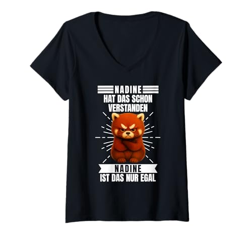 Damen Nadine hat das schon verstanden Spruch Vornamen T-Shirt mit V-Ausschnitt von B!GUP Vornamen Designs