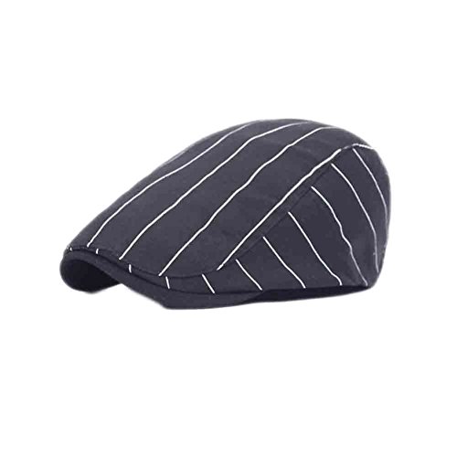 B-HOT Unisex Barett Mütze Schiebermütze Flatcap Schirmmütze Sommer Caps Golfermütze gestreift Schwarz von B-HOT