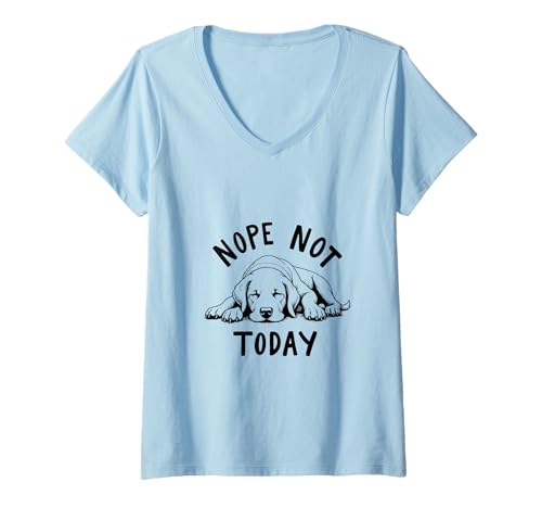 Damen Süßer schlafender Labrador der Heute Nichts Machen Will T-Shirt mit V-Ausschnitt Damen Süßer schlafender Labrador der Heute Nichts Machen Will T-Shirt mit V-Ausschnitt von B-K-R Design