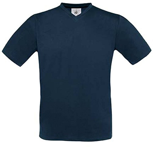 B&C Exact V-Neck [tu006] T-Shirt mit V-Ausschnitt Gr. XXL, Blau/Marineblau von B&C