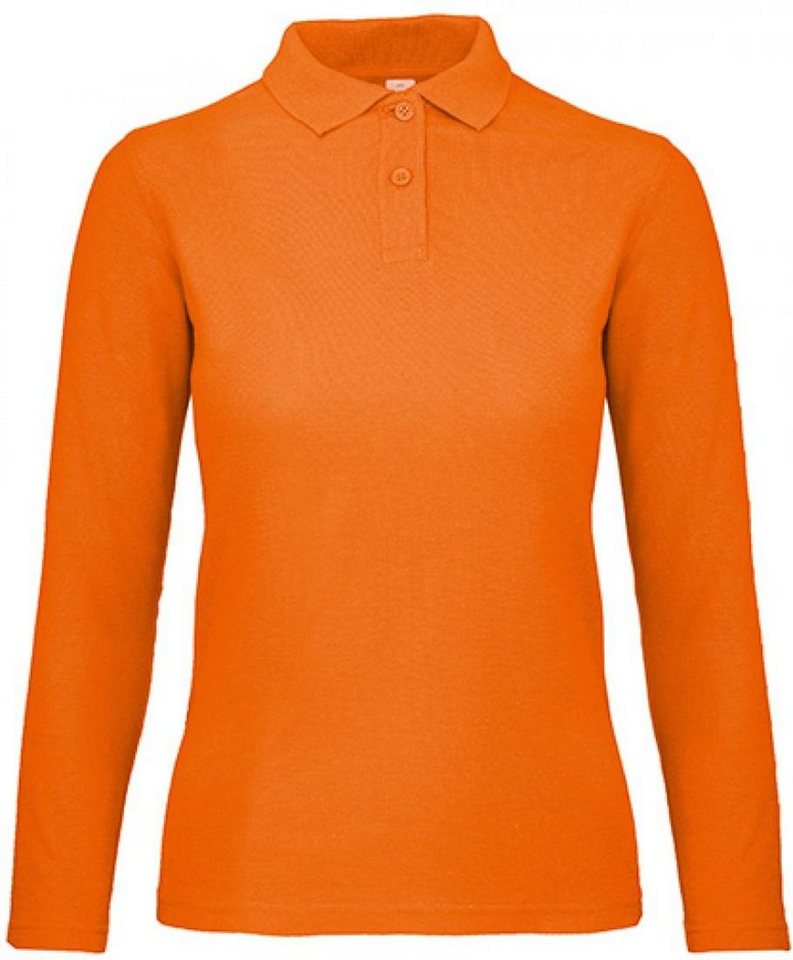 B&C Langarm-Poloshirt Damen Long Sleeve Polo ID.001 / 100 % Baumwollpiqué von B&C