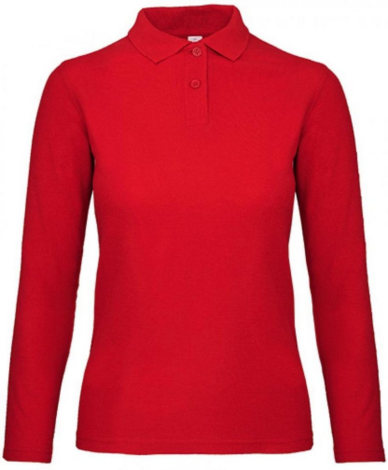 B&C Langarm-Poloshirt Damen Long Sleeve Polo ID.001 / 100 % Baumwollpiqué von B&C