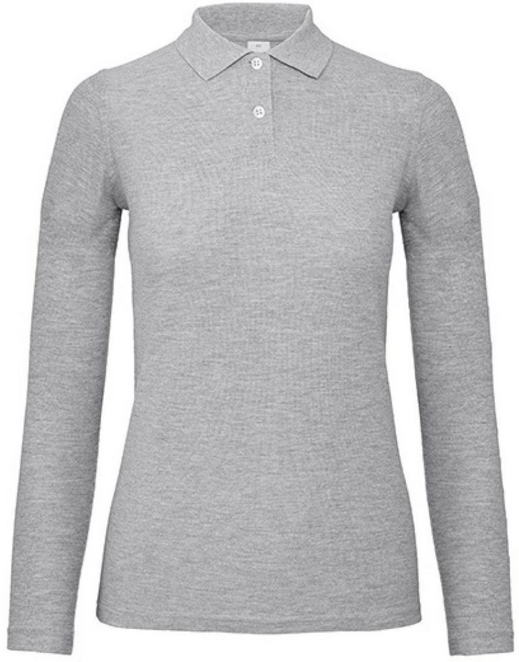 B&C Langarm-Poloshirt Damen Long Sleeve Polo ID.001 / 100 % Baumwollpiqué von B&C