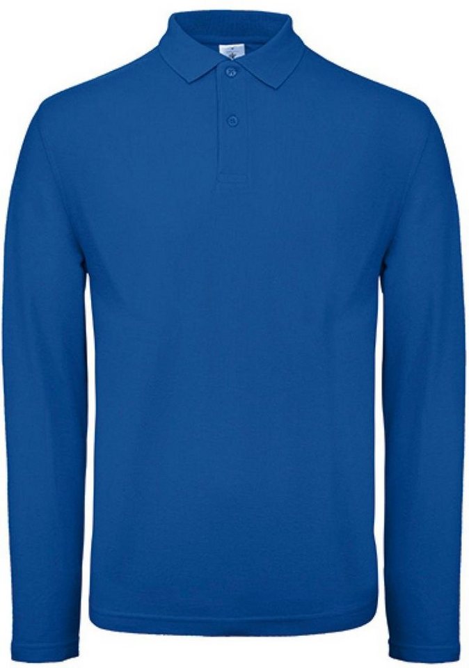 B&C Langarm-Poloshirt Herren Long Sleeve Polo ID.001 / 100 % Baumwollpiqué von B&C