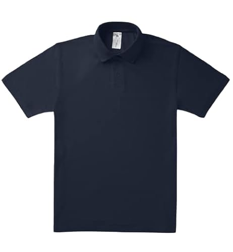 B&C hochwertiges Poloshirt Safran Kurzarm - Herren Fein-Piqué mit hochwertigem Rippkragen und Manschetten- 3er Knopfleiste - Navy blau XL von B&C