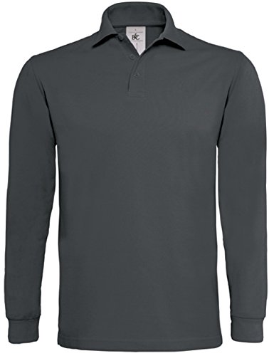 B&C: Heavymill Polo Longsleeve HVYML LSL, Größe:XL;Farbe:Dark Grey von B&C