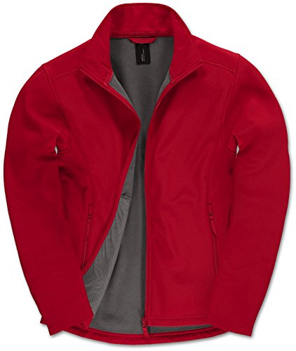 B&C: Herren Softshelljacke, winddicht & wasserabweisend, S-3XL * JUI62 * NEU, Größe:3XL;Farbe:Red / Warm Grey von B&C