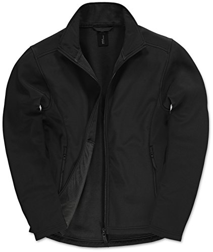 B&C: Herren Softshelljacke, winddicht & wasserabweisend, S-3XL * JUI62 * NEU, Größe:L;Farbe:Black/Black von B&C