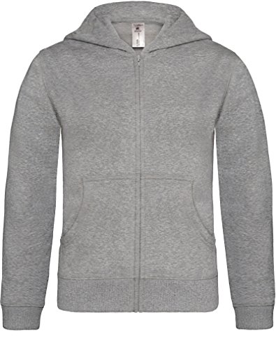 B&C: Kids` Hooded Full Zip Hooded Full Zip Kids, Größe:3/4 (98/104);Farbe:Heather Grey von B&C