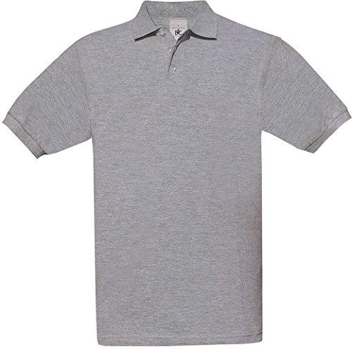 B&C: Piqué Polo Safran PU409, Größe:2XL;Farbe:Heather Grey von B&C