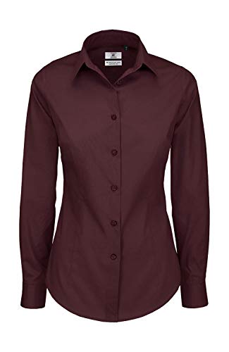 B&C: Popelin Bluse mit Elasthan-Anteil LA Black Tie LSL Women, Größe:S;Farbe:Luxurious Red von B&C