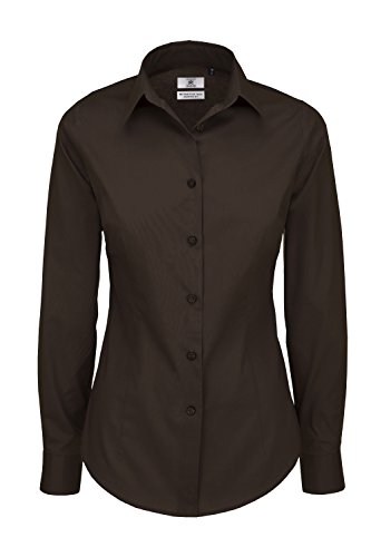 B&C: Popelin Bluse mit Elasthan-Anteil LA Black Tie LSL Women, Größe:XL;Farbe:Coffee Bean von B&C
