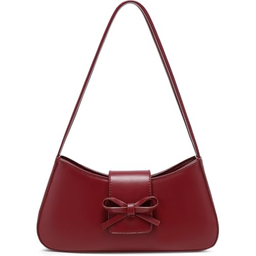 Damen-Umhängetasche, Hobo-Geldbörse mit Schleife, Y2K, trendige Umhängetasche, kleine Geldbörse für Damen, leicht, trendige Handtasche, Weinrot Damen-Umhängetasche, Hobo-Geldbörse mit Schleife, Y2K, trendige Umhängetasche, kleine Geldbörse für Damen, leicht, trendige Handtasche, Weinrot von B&E LIFE