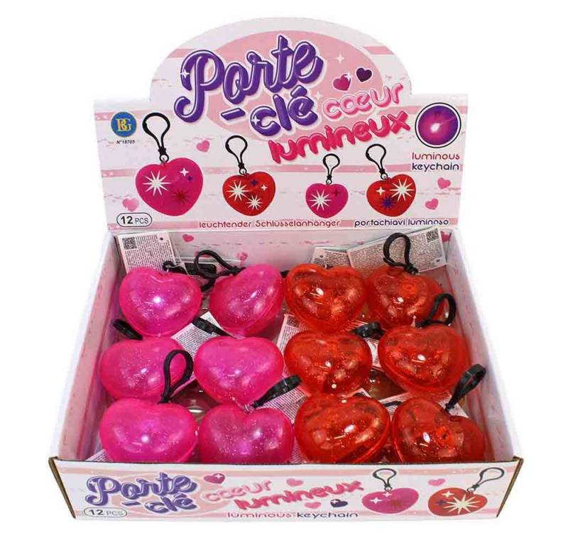 B&G INTERNATIONAL Schlüsselanhänger Set Herz LED Anhänger - ca. 6x10 cm (12-tlg) von B&G INTERNATIONAL