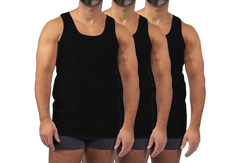 B&N_GbR Unterhemd Herren Schwarz, 3er Pack, Feinripp, 100% Gekämmte Baumwolle – Klassisches Tank Top für Männer, Hergestellt in der Türkei von B&N_GbR