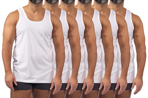 B&N_GbR Unterhemd Herren Weiß, 6er Pack, Feinripp, 100% Gekämmte Baumwolle – Klassisches Tank Top für Männer, Hergestellt in der Türkei von B&N_GbR