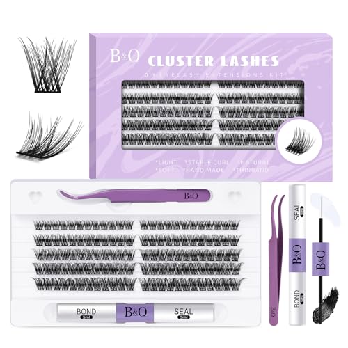 Wimpern Extensions Set C01 120PCS B&Q DIY Lash Extension Set Wimpernverlängerung Set Einzelne Wimpern Mascara Wimpern Kleber Entferner Wimpern Applikatoren für Anfänger (D-10-16MIX,C01 Set) von B&Qaugen