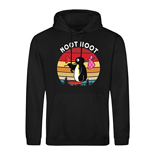 B&S Boutique Noot Noot Retro Unisex Schwarz Kapuzenpullover Hoodie Size S von B&S Boutique