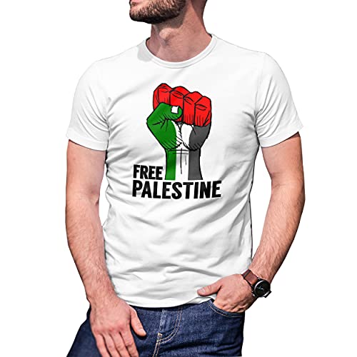 Free Palestine Herren Weißes T-Shirt Size L von B&S Boutique