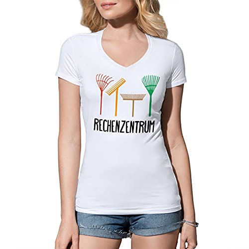 Gärtner Geschenk Idee Rechenzentrum Hobbygärtner Damen V-Ausschnitt Weißes T-Shirt Size M von B&S Boutique