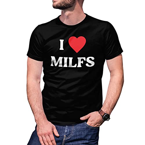 I Love Milfs Herren Schwarz T-Shirt Size L von B&S Boutique