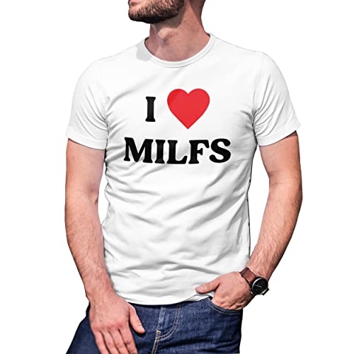 I Love Milfs Herren Weißes T-Shirt Size L von B&S Boutique