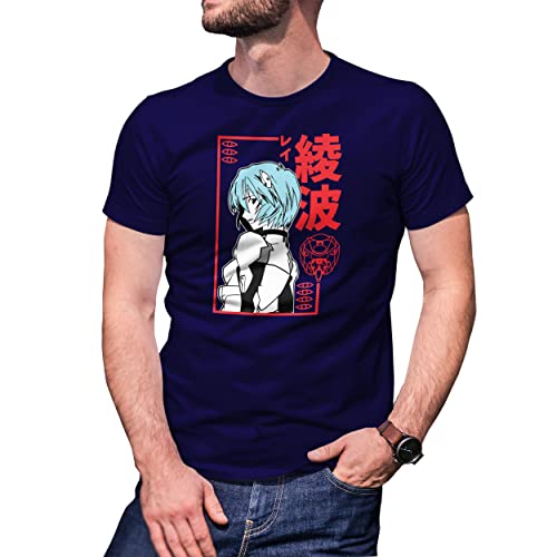 Rei Ayanami neon Genesis Evangelion Herren Marineblaues T-Shirt Size XXL von B&S Boutique