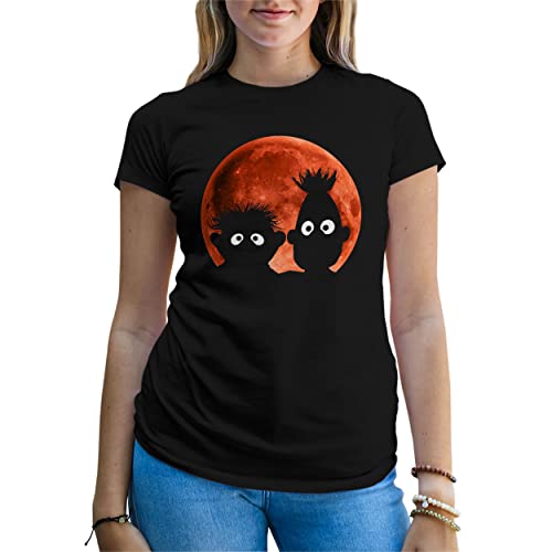 Shadow Puppets Blood Moon Horror Parody Bert Ernie Damen Schwarz T-Shirt Size XXL von B&S Boutique