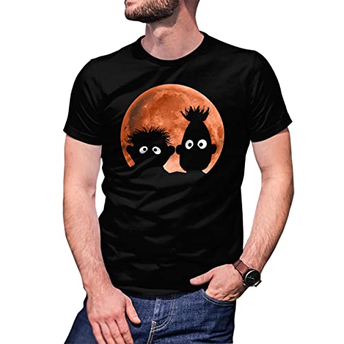 Shadow Puppets Blood Moon Horror Parody Bert Ernie Herren Schwarz T-Shirt Size L von B&S Boutique