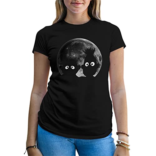 Shadow Puppets Moon Bert Ernie Damen Schwarz T-Shirt Size L von B&S Boutique