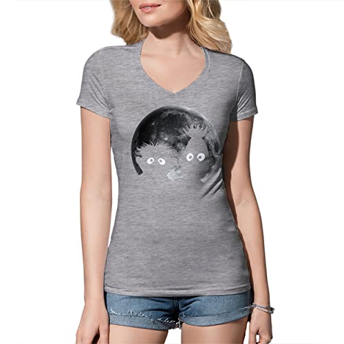 Shadow Puppets Moon Bert Ernie Damen V-Ausschnitt Grau Shirt Size XL von B&S Boutique