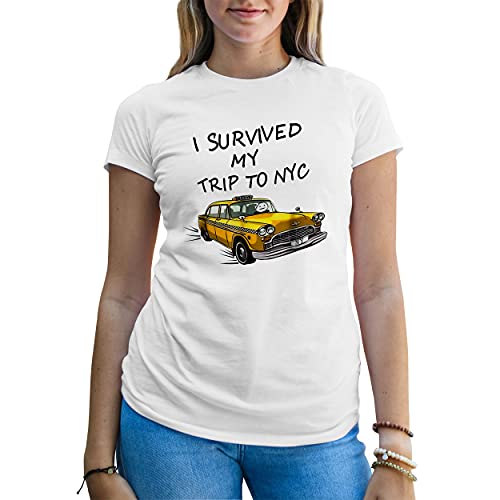 Tom I Survived My Trip to NYC Damen Weißes T-Shirt Size L von B&S Boutique