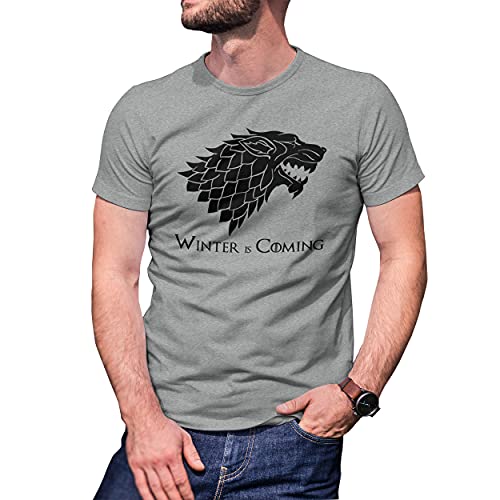 Winter is Coming Wolf Stark Game of Thrones Herren Grau T-Shirt Size M von B&S Boutique