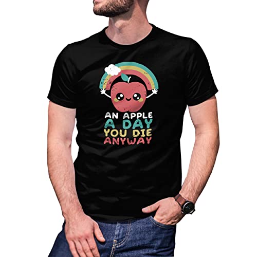 an Apple a Day You die Anyway Herren Schwarz T-Shirt Size XXL von B&S Boutique