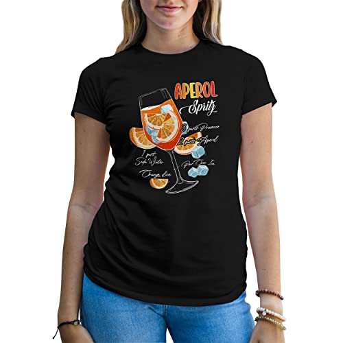 aperol Spritz Recipe Fun Summer Vibes Damen Schwarz T-Shirt Size M von B&S Boutique