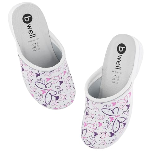 B-well Aerial Lady/Man Medizinische Schuhe Damen Clogs Krankenhaus Schuhe Damen Antibakteriall (EU Schuhgrößensystem, Erwachsene, Numerisch, Butterfly Whisper 39) von B-well